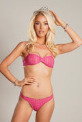 Pink Crocodile Tan-Through Bikini Top